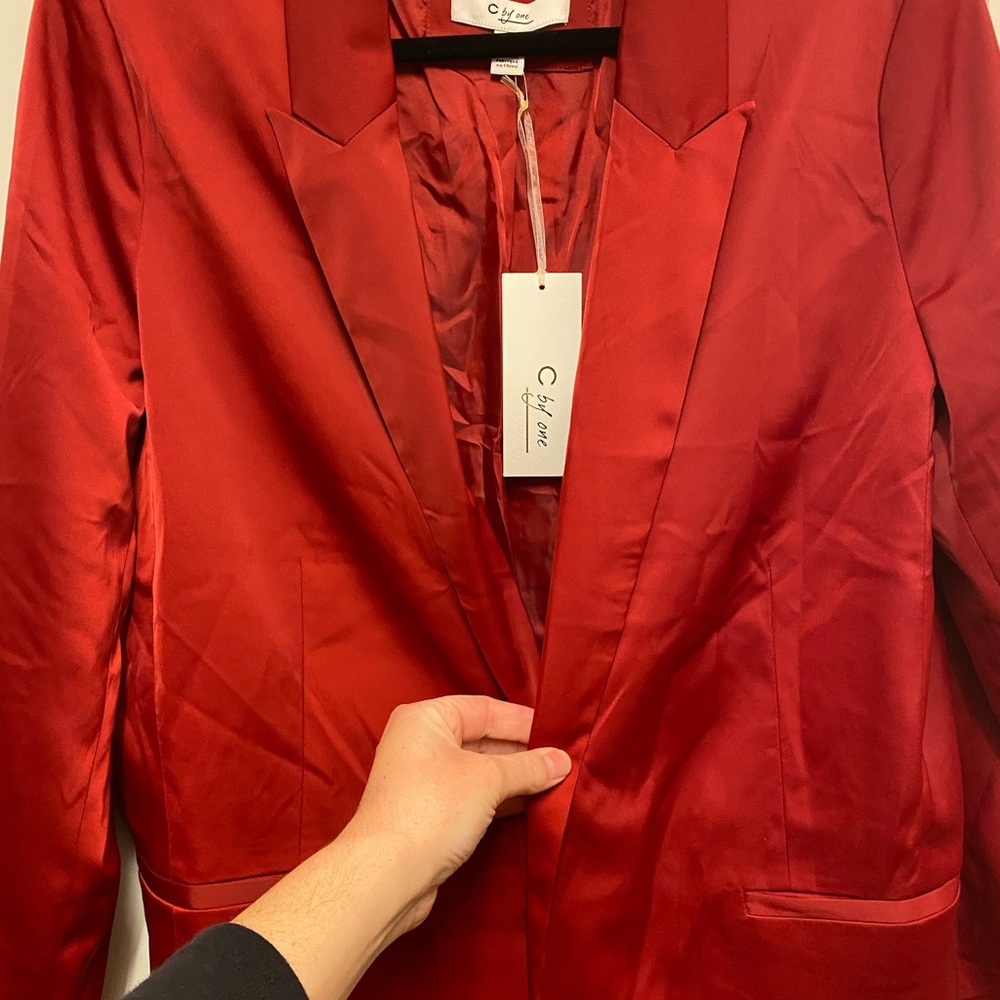 Red satin Blazer NWT